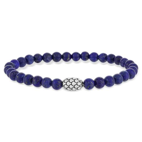Bracelet argent 925 perles lapis lazuli 21cm