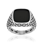 Bague argent 925 écailles onyx carré - vue 1