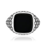 Bague argent 925 écailles onyx carré - vue 3