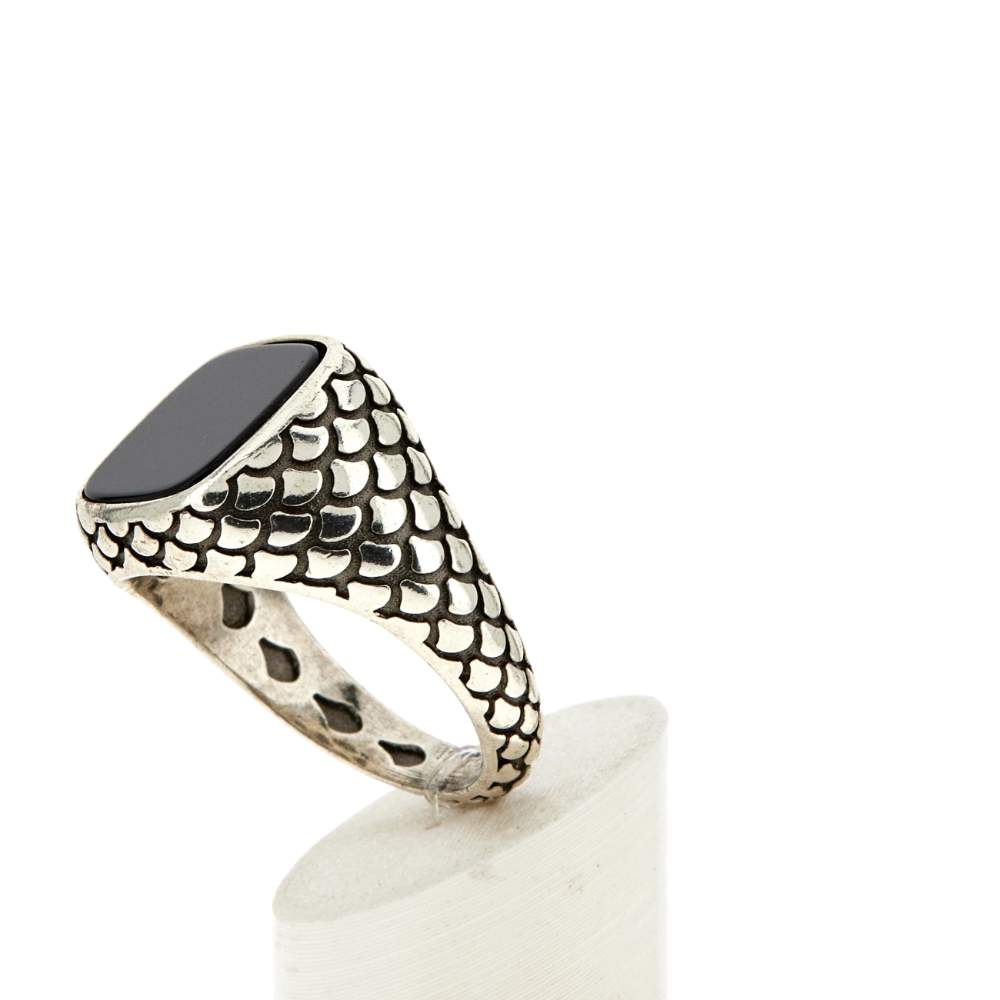 Bague argent 925 écailles onyx carré - vue 5