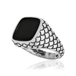 Bague argent 925 écailles onyx carré - vue D1