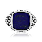 Bague argent 925 écailles lapis lazuli carré - vue 3