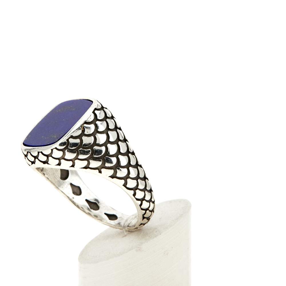 Bague argent 925 écailles lapis lazuli carré - vue 5