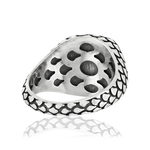 Silver ring 925 malachite scales square - view 4