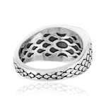 Bague argent 925 écailles spinelles noires rectangulaire - vue 4