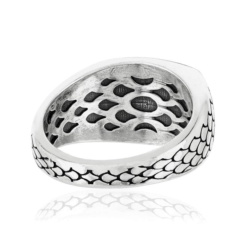 Bague argent 925 écailles spinelles noires rectangulaire - vue 4