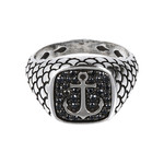 Bague argent 925 rose des vents spinelles noires - vue 2