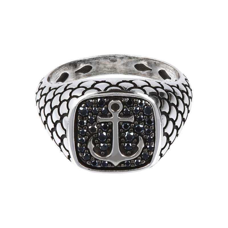 Bague argent 925 rose des vents spinelles noires - vue 2