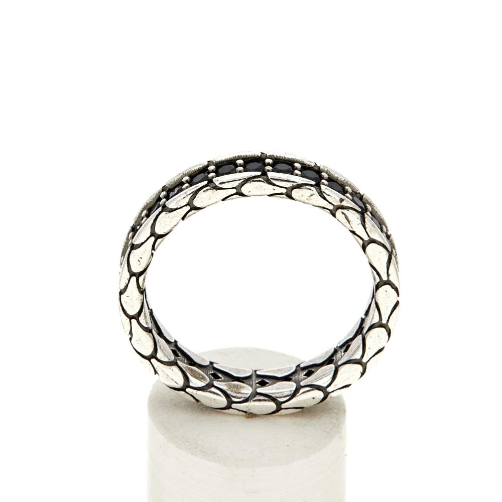 Bague argent 925 écailles spinelles noires - vue 1