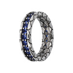 Bague argent 925 écailles zirconias bleus - vue 1