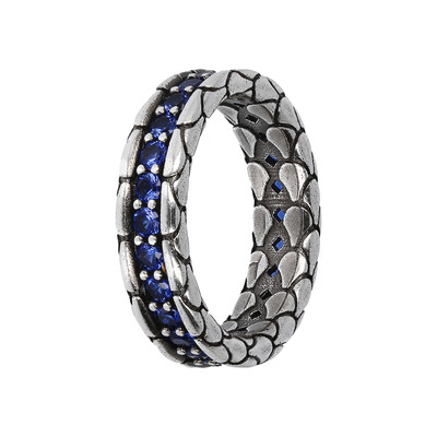 Bague argent 925 écailles zirconias bleus - vue 1