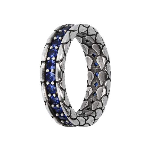 Bague argent 925 écailles zirconias bleus