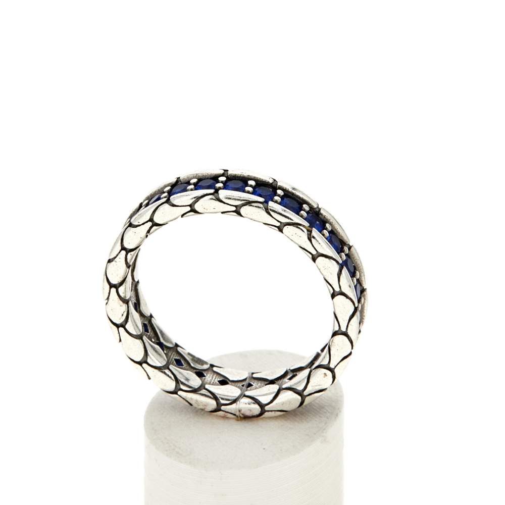 Bague argent 925 écailles zirconias bleus - vue 2