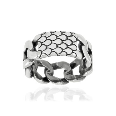 Bague argent 925 écailles et maille