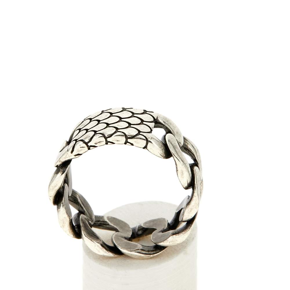 Bague argent 925 écailles et maille - vue 2