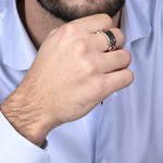 Bague argent 925 écailles et maille - vue porté 1