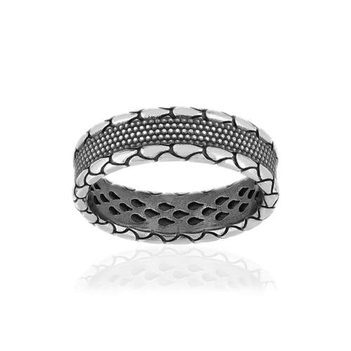Bague argent 925 écailles perlée