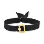 Bracelet boucle or 750 jaune diamant ruban noir 21cm - vue 1