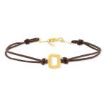 Bracelet boucle or 750 jaune double cordon chocolat 18cm - vue 1