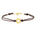 Bracelet boucle or recyclé 750 jaune double cordon chocolat 18cm - vue 1