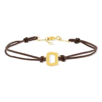 Bracelet boucle or 750 jaune double cordon chocolat 18cm