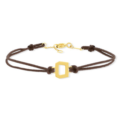 Gerecycled gouden armband 750 geel dubbel chocolade koord 18cm