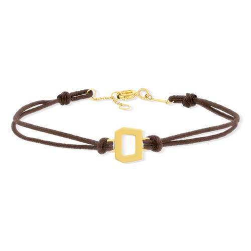 Bracelet boucle or recyclé 750 jaune double cordon chocolat 18cm