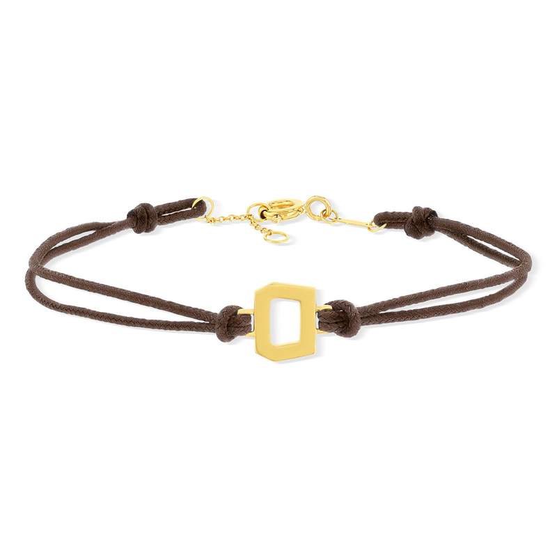 Bracelet boucle or 750 jaune double cordon chocolat 18cm - vue 1