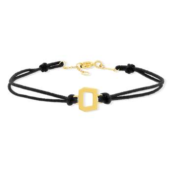 Bracelet boucle or 750 jaune double cordon noir 18cm