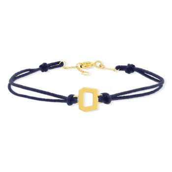 Bracelet boucle or 750 jaune double cordon marine 18cm