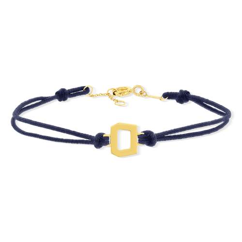Bracelet boucle or 750 jaune double cordon marine 18cm