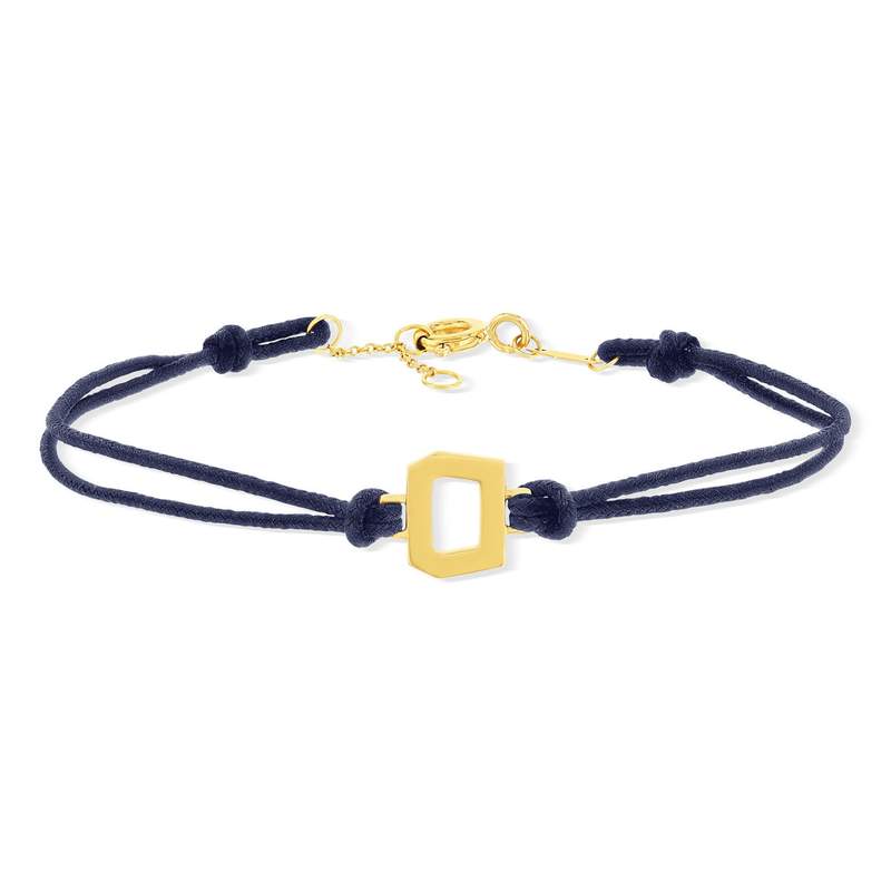 Bracelet boucle or 750 jaune double cordon marine 18cm - vue 1