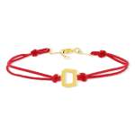 Bracelet boucle or 750 jaune double cordon rouge 18cm - vue 1