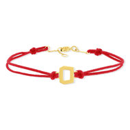 Bracelet boucle or recyclé 750 jaune double cordon rouge 18cm