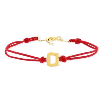 Bracelet boucle or 750 jaune double cordon rouge 18cm