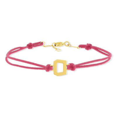 Bracelet boucle or recyclé 750 jaune double cordon rose 18cm - vue 1