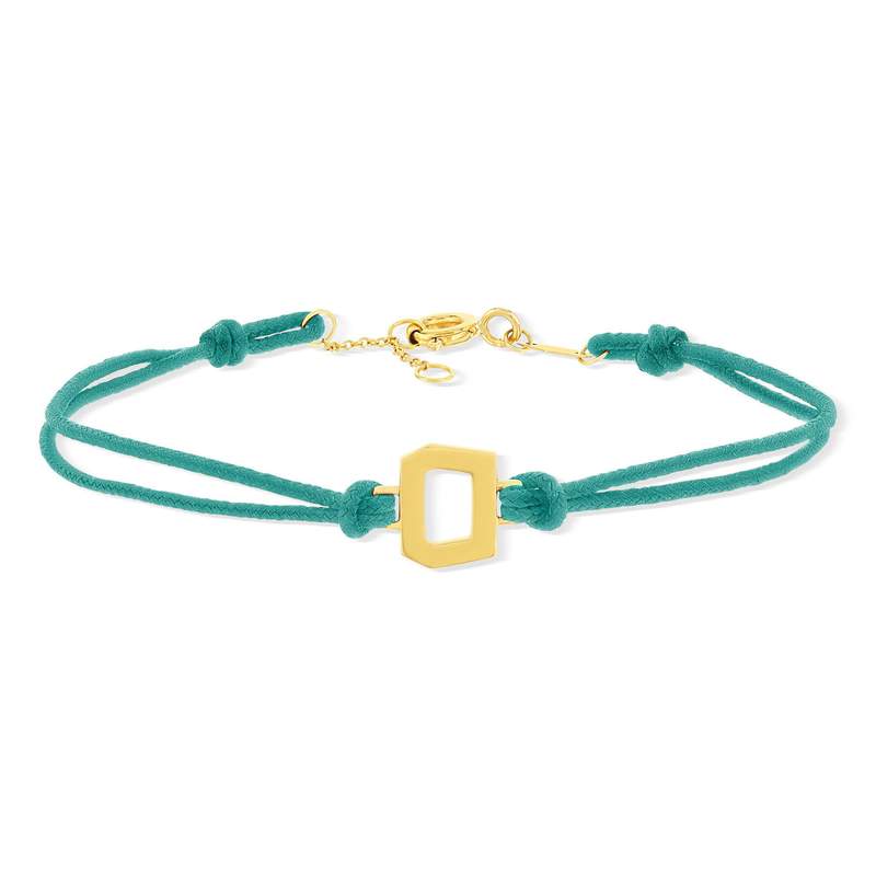Bracelet boucle or recyclé 750 jaune double cordon vert 18cm - vue 1