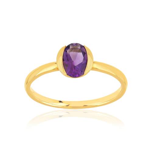 Bague or 375 jaune améthyste