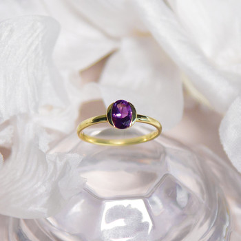 Gouden ring 375 gele amethist