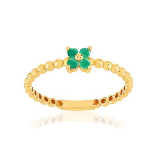 Bague or 375 jaune emeraudes