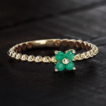 Bague or 375 jaune emeraudes - vue D1