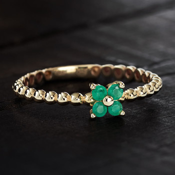 Gouden ring 375 gele smaragden