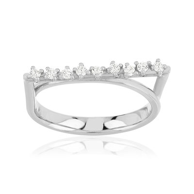 Bague argent 925 et zirconias - vue 1