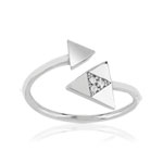 Bague argent 925 et zirconias ouverte - vue 1
