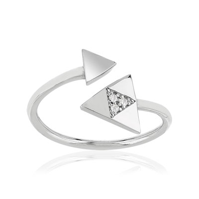 Bague argent 925 et zirconias ouverte - vue 1