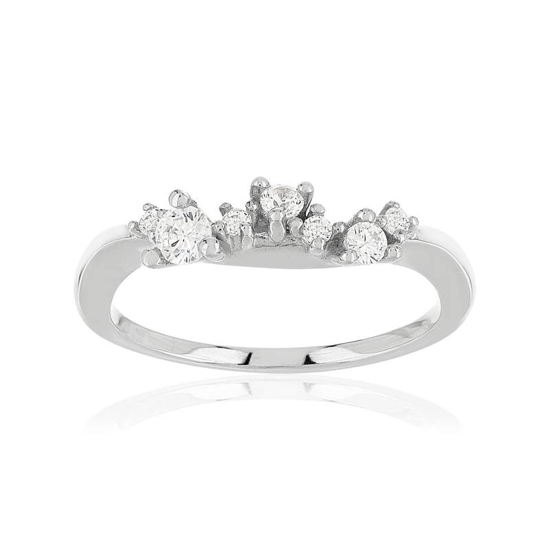 Bague argent 925 et zirconias - vue 1