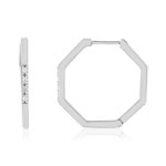 Boucles d'oreilles argent 925 et zirconias, motif hexagonal - vue 1