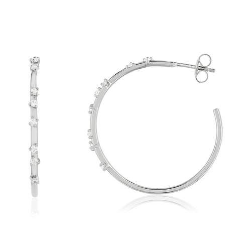 Boucles d'oreilles demi-créoles argent 925 et zirconias
