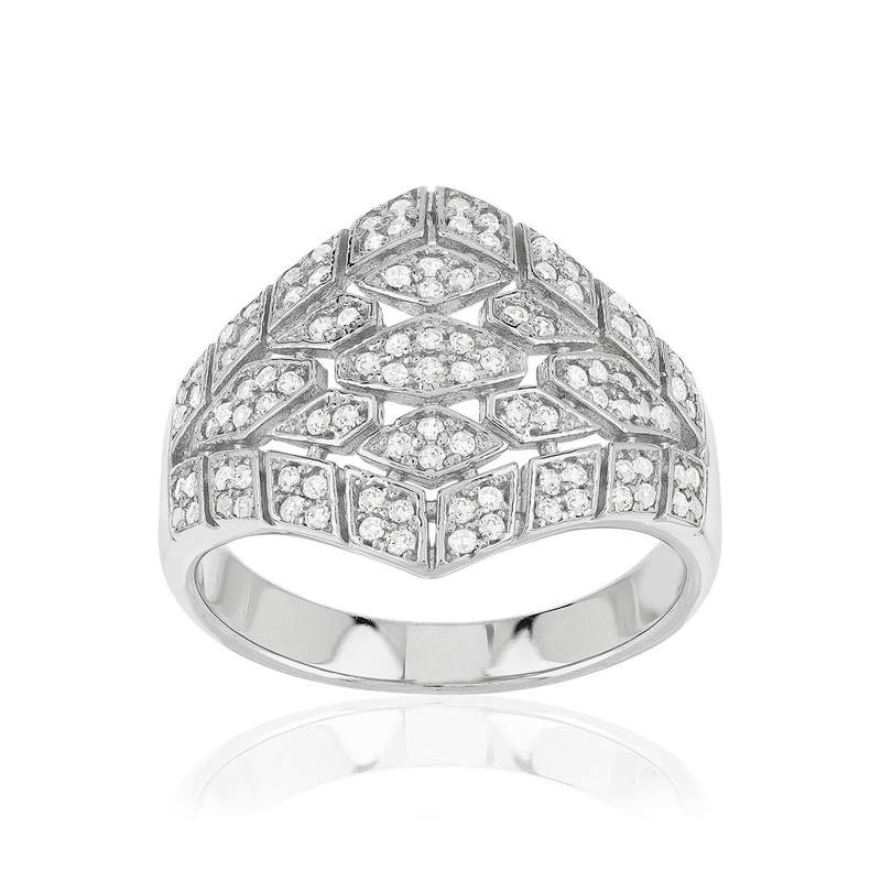 Bague argent 925 et zirconias - vue 1