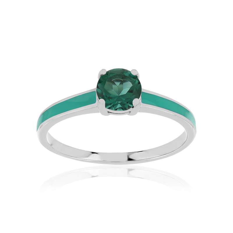 Bague acier laqué et quartz - vue 1